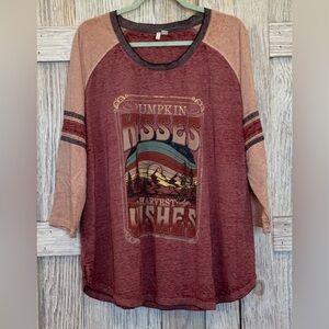Cato Pumpkin Kisses and Harvest Wishes 3/4 sleeve shirt sz 18/20